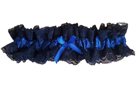 Midnight Blue and Black Lace Garter