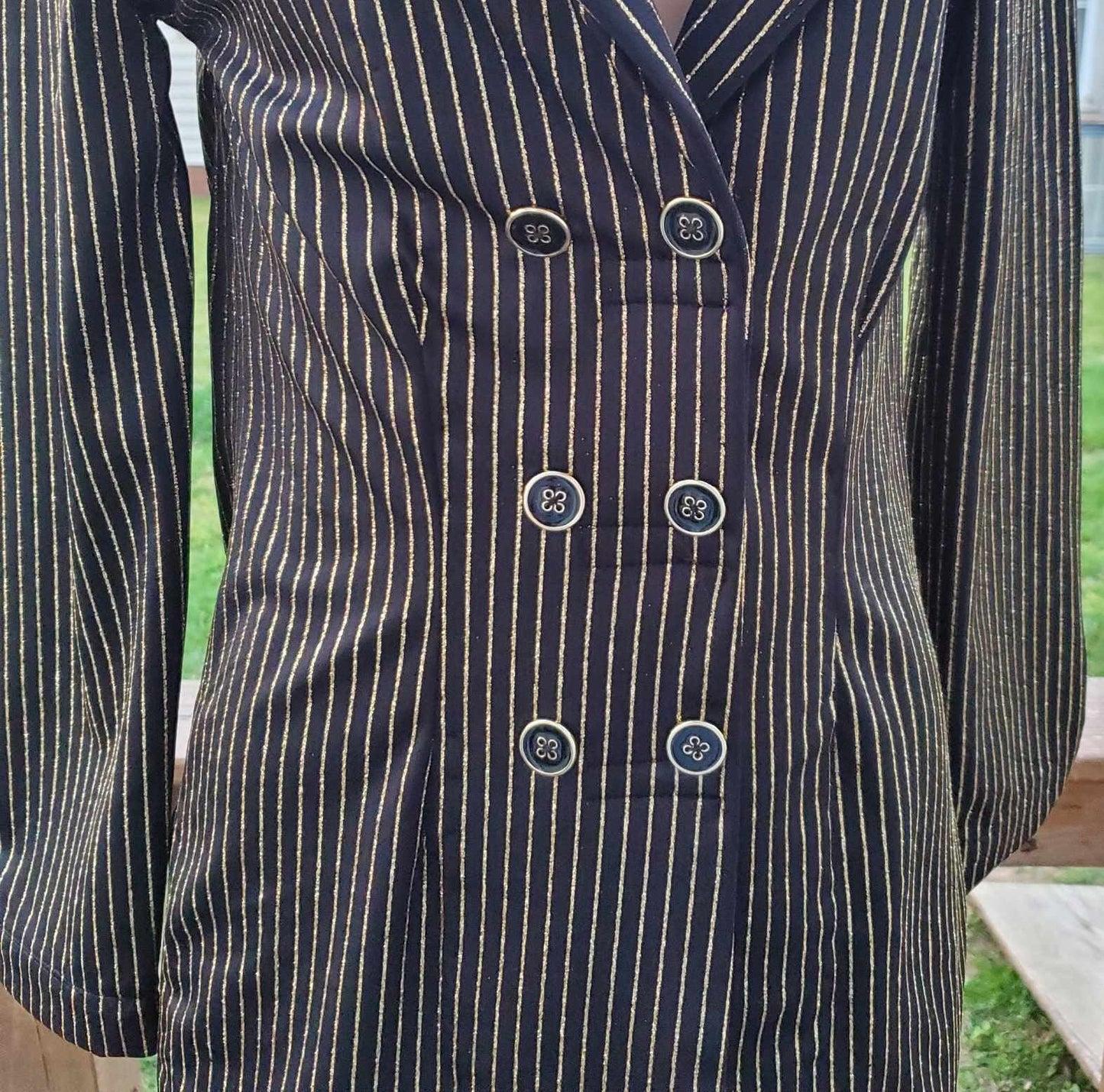 Eras Tour Black & Gold Pinstripe Man Coat