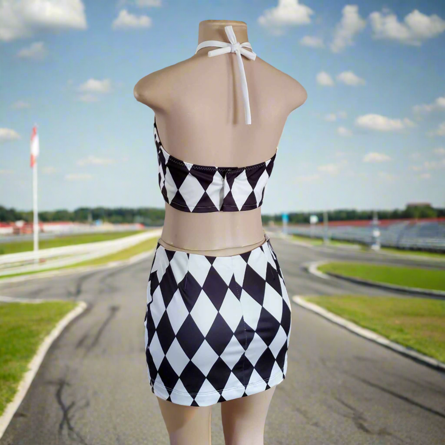 Harlequin Halter Top and Mini Skirt